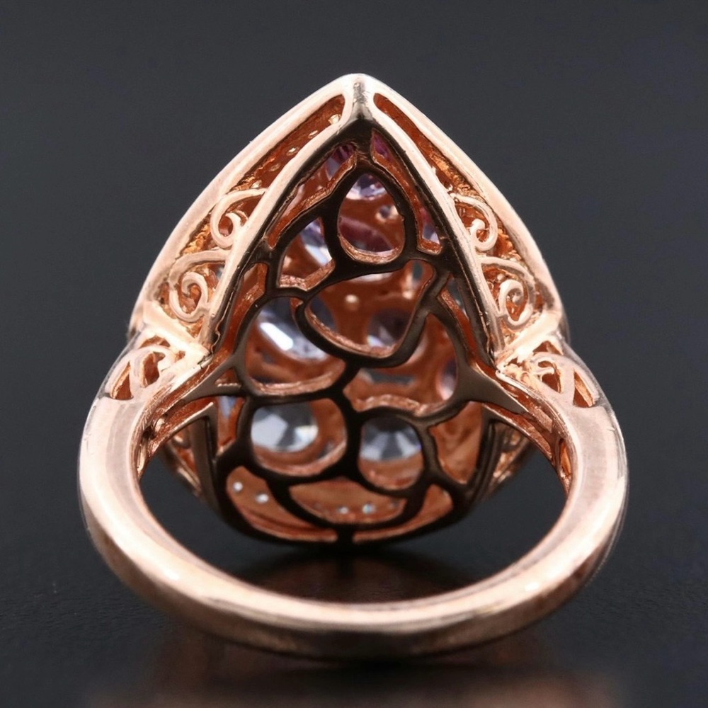925 Rose Gold Tone Sterling Silver Spinel and Zircon Ring Size 7 - Picture 5 of 5